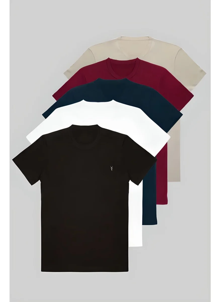 Four Man Cotton Textured 5 Piece T-Shirt Set