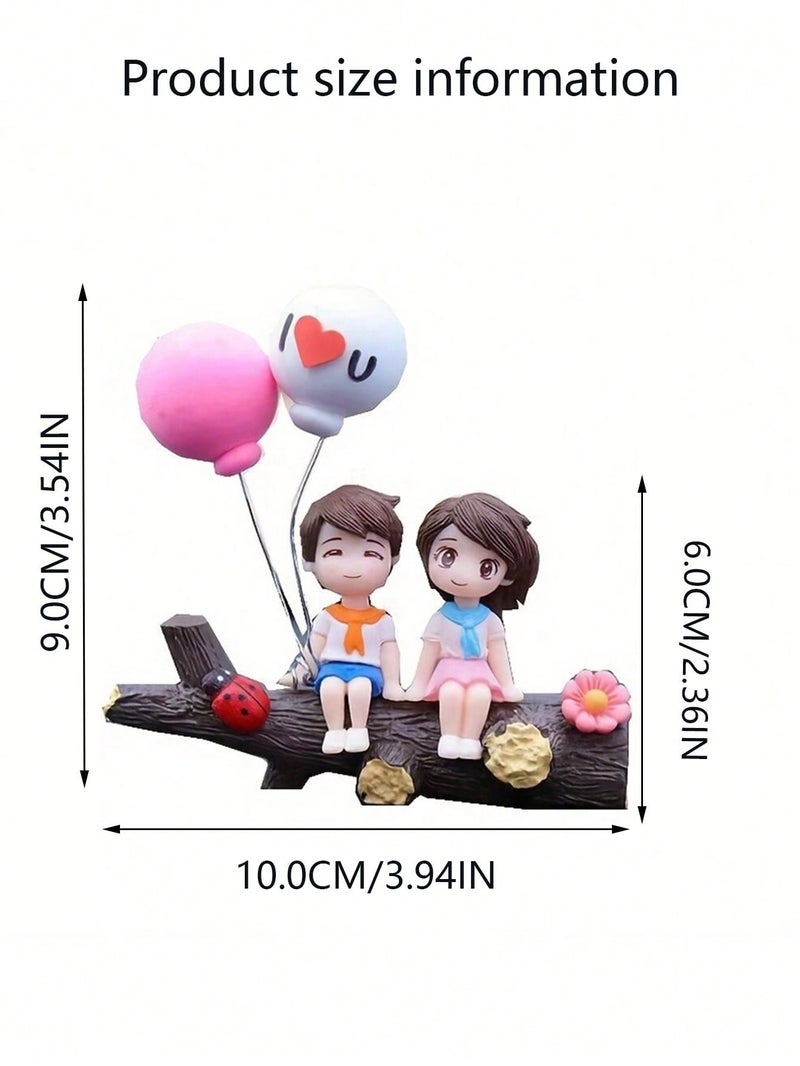 Car Dashboard Decoration with Couple And Balloons – Cute Interior Ornament - Image 4