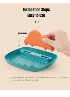 KASTWAVE Kitchen Utensils Rest with Drip Pad, Cooking Spoon Rest with Lid Holder, Heat-Resistant Pot Lid Stand Holder, Countertop Organiser Rack for Spoon, Ladles, Tongs, Spatula, Fork,Blue and Green, 2pcs  - Image 4