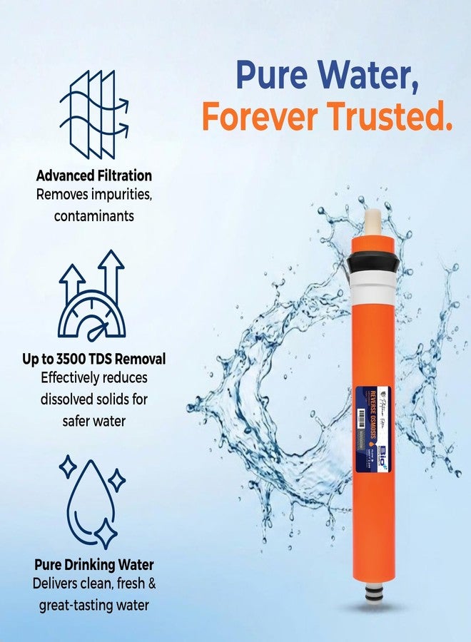 Bioplus RO Membrane Cartridge | 80-100 GPD Capacity | 3500 TDS Removal | High-Performance Water Filter | Orange - Image 4