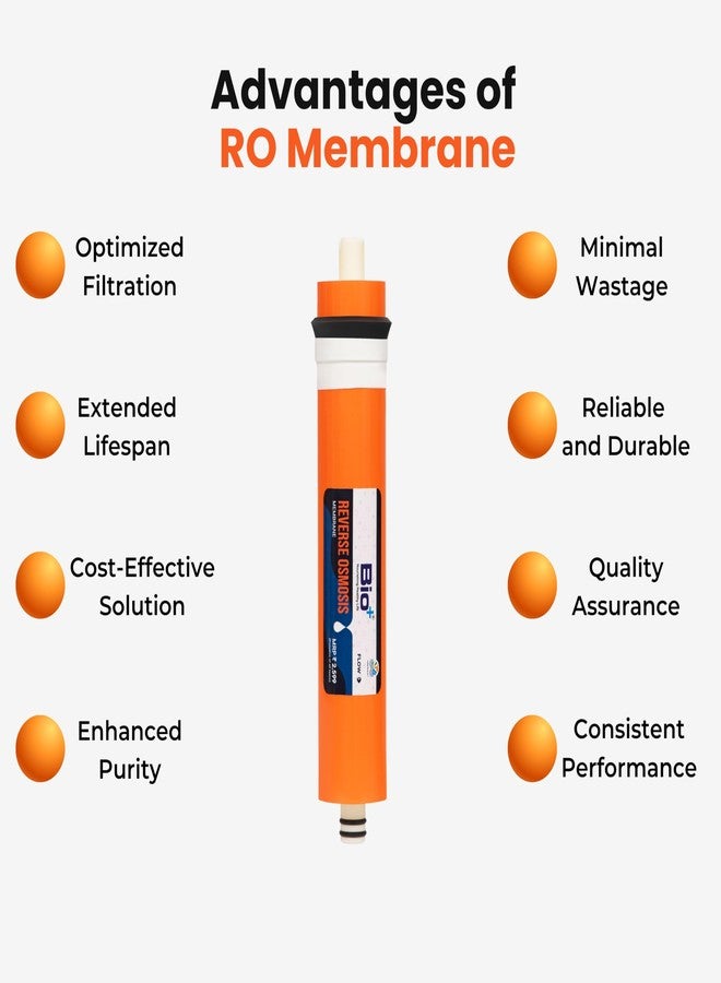 Bioplus RO Membrane Cartridge | 80-100 GPD Capacity | 3500 TDS Removal | High-Performance Water Filter | Orange - Image 3