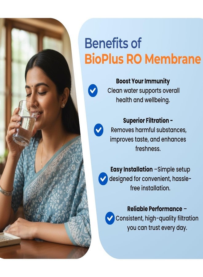 Bioplus RO Membrane Cartridge | 80-100 GPD Capacity | 3500 TDS Removal | High-Performance Water Filter | Orange - Image 2