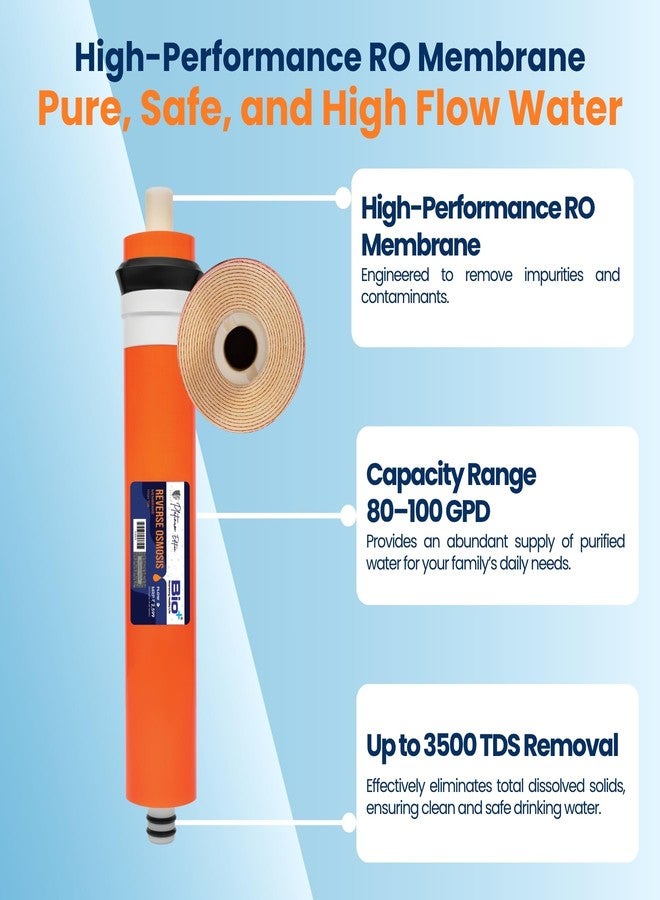 Bioplus RO Membrane Cartridge | 80-100 GPD Capacity | 3500 TDS Removal | High-Performance Water Filter | Orange - Image 5