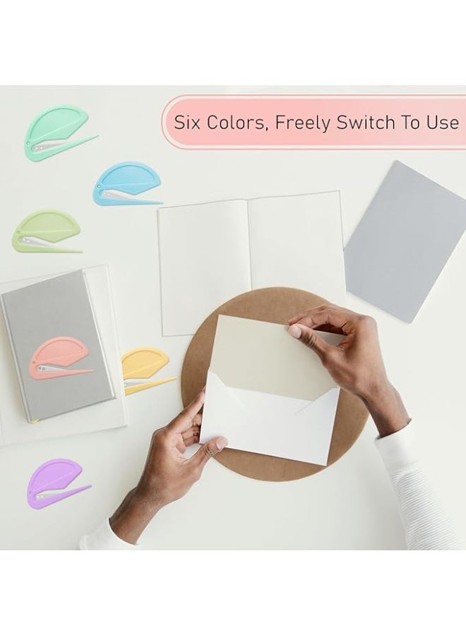 6 قطع فتاحات ظروف على شكل معكرون - فتاح خطابات بشفرة حادة مخفية وآمنة للنساء والرجال وموظفي المكاتب وطلاب الدراسات العليا، لاستخدام في المنزل أو المكتب أو البريد - Image 5