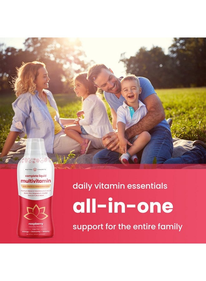 NutraChamps Liquid Multivitamin for Women, Men & Kids | Sugar Free Liquid Vitamins | Vitamin A, B, C, D, E, K, Biotin, Zinc, Magnesium | Energy, Beauty, Immune Support Supplement | Vegan, Natural Raspberry - Image 5