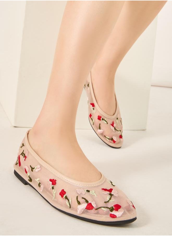 Styli Styli Embroidered Floral Design Mesh Casual Shoes  - Image 1