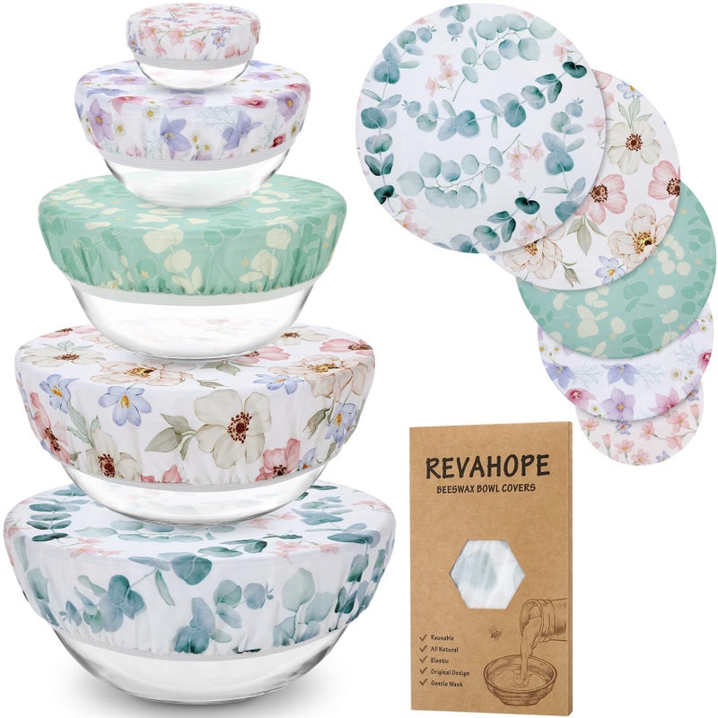 Revahope 5-Size Reusable Beeswax Bowl Covers for Bread Proofing, Cotton Cloth Flexible Beeswax Wraps for Sourdough Bread Cover and Food Storage - Image 1