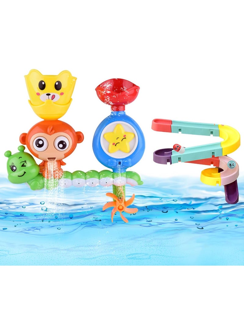 SOUQORA - Bath Toys for Toddlers, Newborn Preschool Boys Girls Water Bathtub Toys, Lovely Interactive Multicolored Bathroom Toys for Kids Baby Infant, Monkey Caterpillar with Colorful Orbit 2 Strong Suction Cup - Image 1