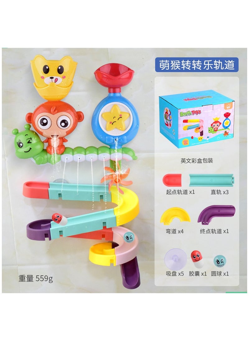 SOUQORA - Bath Toys for Toddlers, Newborn Preschool Boys Girls Water Bathtub Toys, Lovely Interactive Multicolored Bathroom Toys for Kids Baby Infant, Monkey Caterpillar with Colorful Orbit 2 Strong Suction Cup - Image 1
