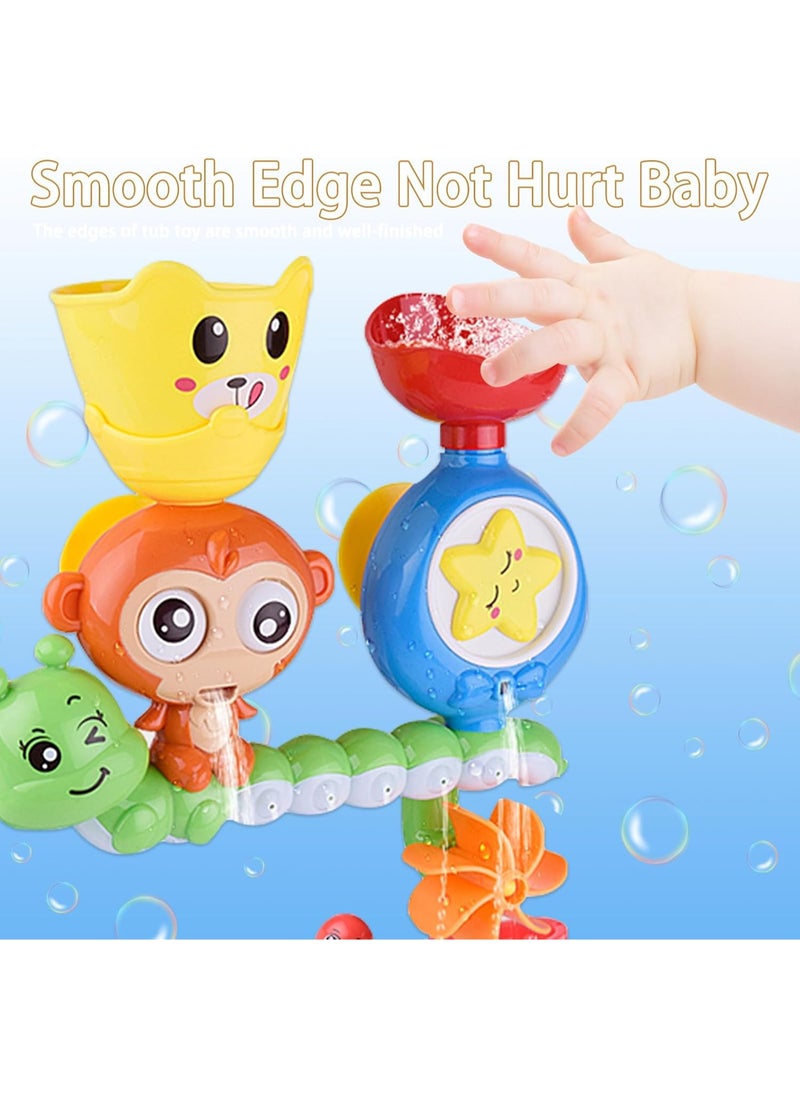 SOUQORA - Bath Toys for Toddlers, Newborn Preschool Boys Girls Water Bathtub Toys, Lovely Interactive Multicolored Bathroom Toys for Kids Baby Infant, Monkey Caterpillar with Colorful Orbit 2 Strong Suction Cup - Image 1