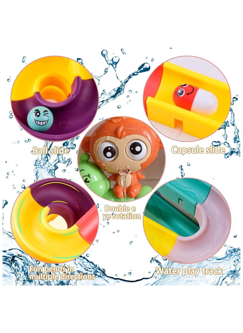 SOUQORA - Bath Toys for Toddlers, Newborn Preschool Boys Girls Water Bathtub Toys, Lovely Interactive Multicolored Bathroom Toys for Kids Baby Infant, Monkey Caterpillar with Colorful Orbit 2 Strong Suction Cup - Image 1
