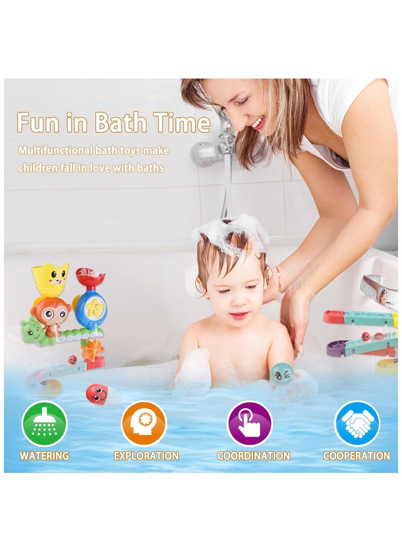 SOUQORA - Bath Toys for Toddlers, Newborn Preschool Boys Girls Water Bathtub Toys, Lovely Interactive Multicolored Bathroom Toys for Kids Baby Infant, Monkey Caterpillar with Colorful Orbit 2 Strong Suction Cup - Image 1