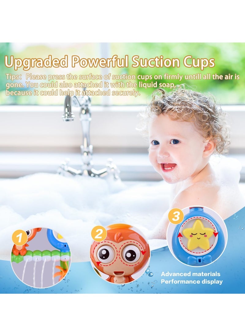 SOUQORA - Bath Toys for Toddlers, Newborn Preschool Boys Girls Water Bathtub Toys, Lovely Interactive Multicolored Bathroom Toys for Kids Baby Infant, Monkey Caterpillar with Colorful Orbit 2 Strong Suction Cup - Image 1