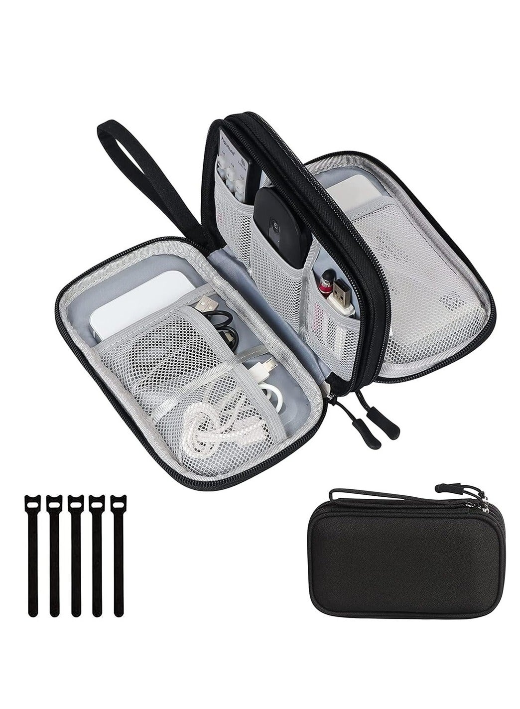 Portable Electronic Accessories Bag Organizer Travel Gadgets Storage Case Cable Organizer Pouch Compatible For Charger USB Cables SD Memory Cards Earphone Flash Hard