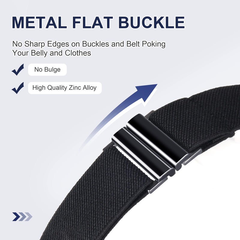 TOURZOO No Show Invisible Belt for Women/Men Elastic Web Strap Waist Stretch Belt with Flat Buckle for Jeans Pants Dresses - Image 2