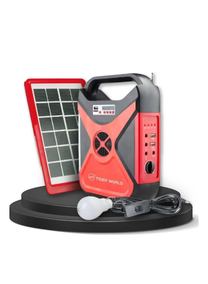 Portable Solar Power System SE01-6 – 8000mAh Battery, USB Charging, LED Lighting  Multimedia Playback - Image 1