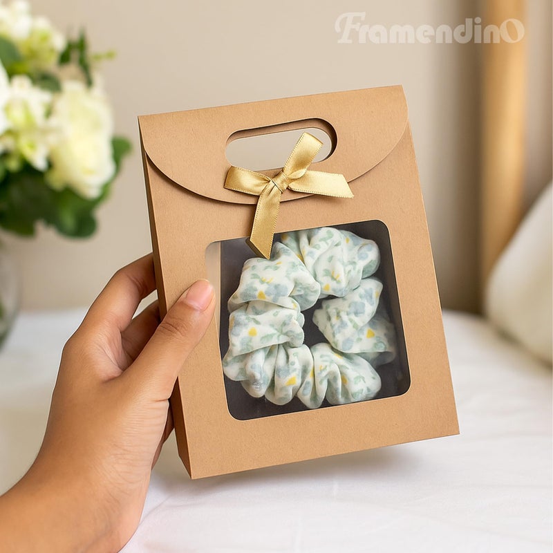 Framendino, 24 Pack Kraft Paper Bags with Clear Window and Handle Stand Up Bag for Candy Cookies Packaging Wedding Christmas Party Store Retail - Image 3