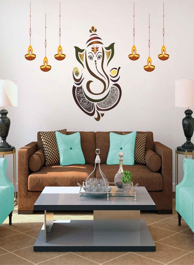 Wall Attraction Ganesh ji with Deepak Wall Sticker & Mural Sticker for wall Size - 119x73cm NBD36 - Image 2