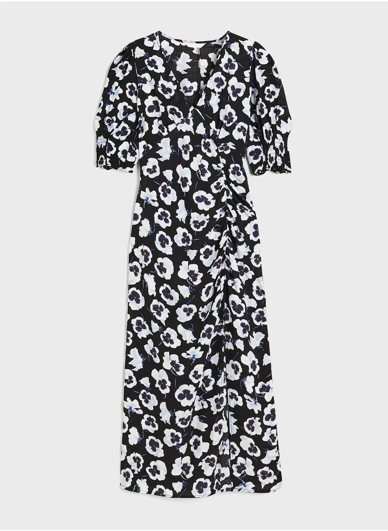H&M Puff Sleeve Floral Print Dress