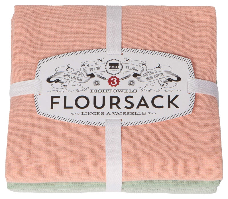 Now Designs Floursack Kitchen Towels Quick Dry Cotton Hand Towel Set 3 Count DawnEucalyptusMist 20 x 30 in