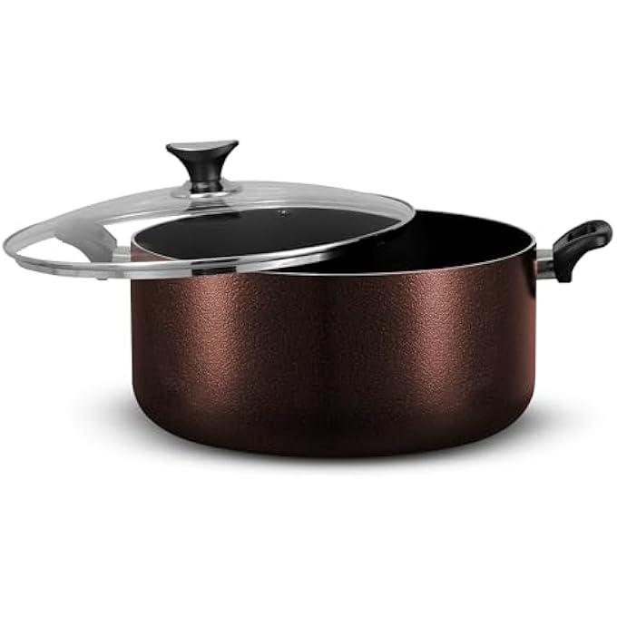 rayihni Sonex Non Stick Casserole With Glass Lid  20 Cm 3 Ltr Hard Enamel Coated PfoaFree NonStick Dishwasher Safe Compatible With Gas Electric Ceramic  Halogen Stoves  Burgundy - Image 3