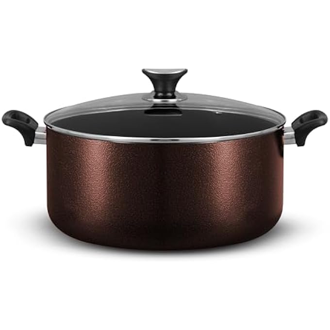 rayihni Sonex Non Stick Casserole With Glass Lid  20 Cm 3 Ltr Hard Enamel Coated PfoaFree NonStick Dishwasher Safe Compatible With Gas Electric Ceramic  Halogen Stoves  Burgundy - Image 2