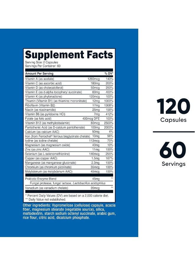Nutricost Multivitamin 120 Vegetarian Capsules - with Probiotics, Enzymes, and Antioxidants - Image 2