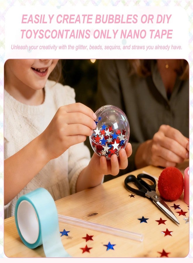 PATIKIL Nano Tape 2 x 39 Inch, 5 Pcs Double Sided Nano Bubble Tape, Adhesive DIY Arts Crafts Ball Maker for Arts DIY Crafts Birthday Parties Home Play, Pink/Blue/Purple/Green/Transparent - Image 4