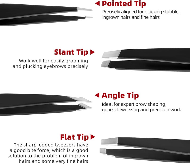 YMHB Tweezers Set 4Pcs Stainless Steel Eyebrow Tweezers Great Precision for Facial Hair Splinter and Ingrown Hair Removal Gifts for Women Christmas Stocking Stuffers Gifts for Adults Men Women - Image 2