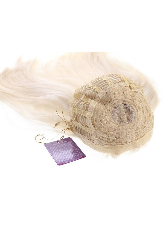 SARLA باروكة نسائية طويلة مستقيمة بيضاء شقراء مع غرة شعر صناعي لحفلة كوسبلاي عيد الهالوين 25 بوصة حجم بالغ - Image 5