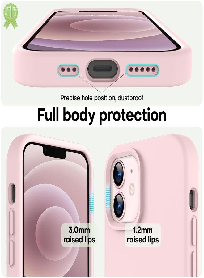 LOVE 3000 جراب LOVE 3000 مصمم خصيصًا لهاتف iPhone 12/iPhone 12 Pro، مصنوع من السيليكون الفاخر مع بطانة داخلية ناعمة من الألياف الدقيقة المقاومة للخدش، جراب واقٍ مقاوم للصدمات مناسب للرجال والنساء والفتيات، مقاس 6.1 بوصة، لون وردي طباشيري - Image 3