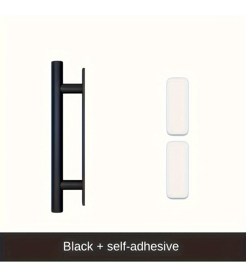 2 Easy Punch Free Self-Adhesive Sliding Door Cabinet Knobs Golden Black And White Handles - Image 1