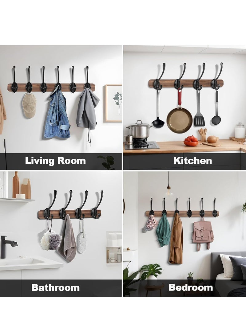 Mmmon 10 Pack Matte Black Coat Hooks Heavy Duty Dual Coat Hooks Wall Mounted Utility Black Not Rust Hooks For Coat,Robe,Scarf,Bag,Towel,Key,Cap,Mug Cup,Hat and More,Include Screws(Black) - Image 2