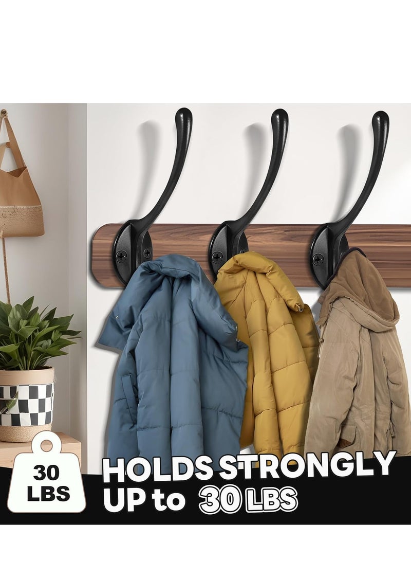 Mmmon 10 Pack Matte Black Coat Hooks Heavy Duty Dual Coat Hooks Wall Mounted Utility Black Not Rust Hooks For Coat,Robe,Scarf,Bag,Towel,Key,Cap,Mug Cup,Hat and More,Include Screws(Black) - Image 3