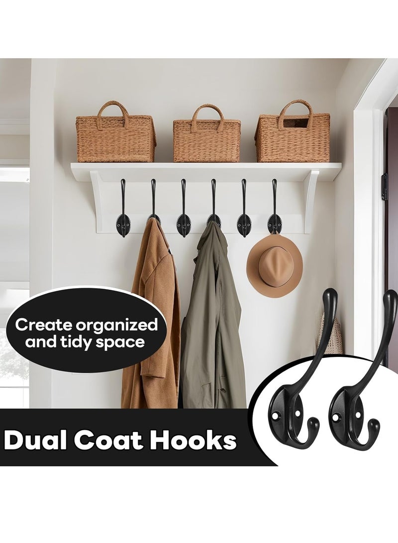 Mmmon 10 Pack Matte Black Coat Hooks Heavy Duty Dual Coat Hooks Wall Mounted Utility Black Not Rust Hooks For Coat,Robe,Scarf,Bag,Towel,Key,Cap,Mug Cup,Hat and More,Include Screws(Black) - Image 4