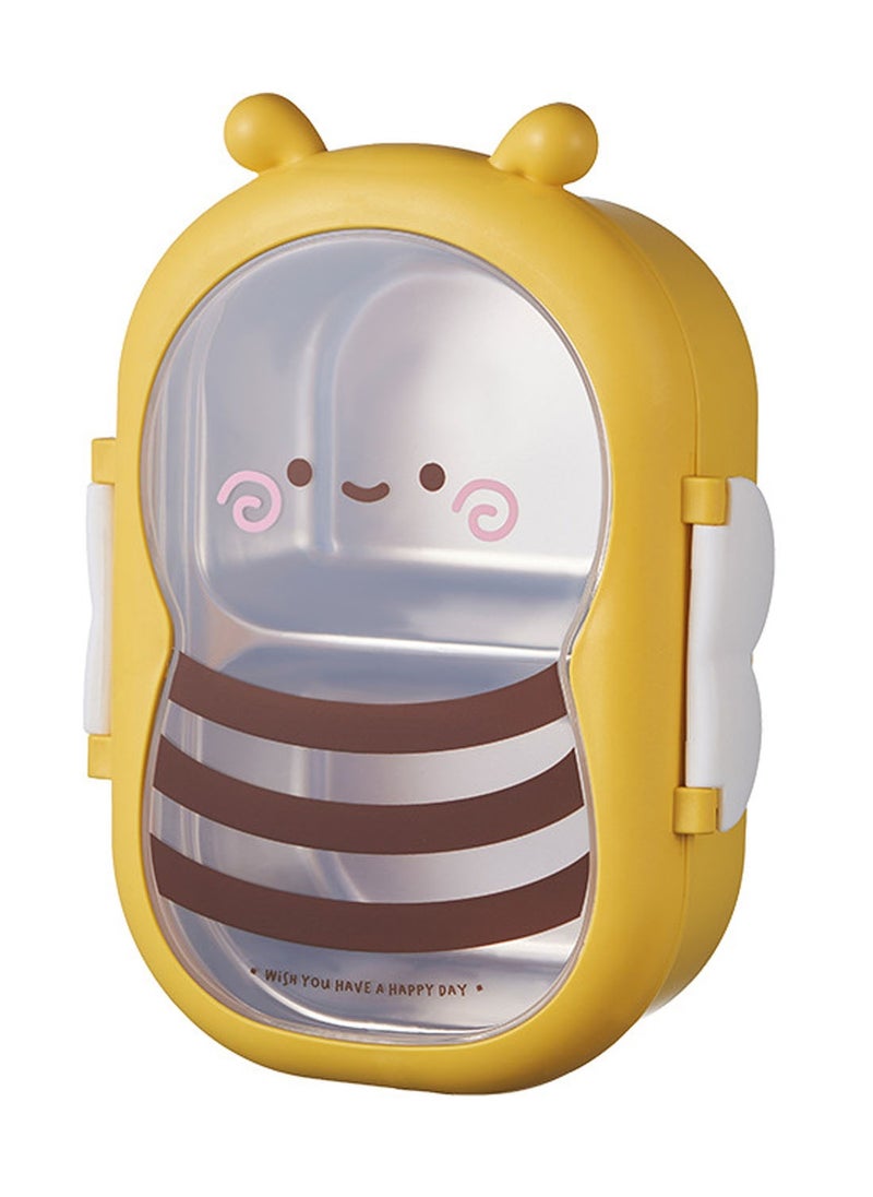 TYCOM Stainless Steel Lunch Box for Kid School Insulated Bento Lunch Box 2 Compartment Divided Lunch Containers with Lids Leakproof BFA Free Dishwasher Safe Bee Yellow.  - Image 1