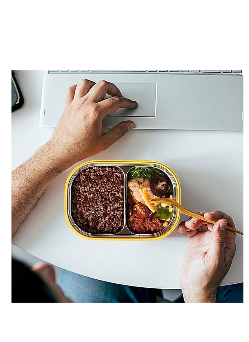 TYCOM Stainless Steel Lunch Box for Kid School Insulated Bento Lunch Box 2 Compartment Divided Lunch Containers with Lids Leakproof BFA Free Dishwasher Safe Bee Yellow.  - Image 3
