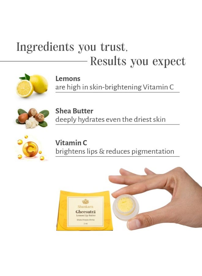 Shankara Gheesutrā Lemon Lip Butter, Ayurvedic Lip Balm for Soothing Dry, Inflamed, and Chapped Lips - Nourishment, Moisturizing, and Hydration up to 12 Hours -  3ml - Image 4