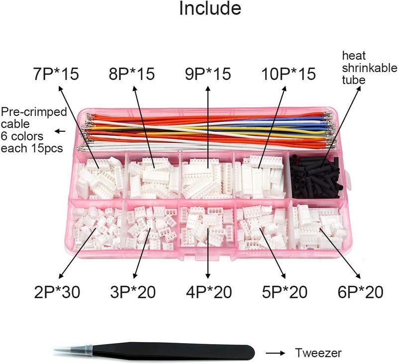 elechawk PH 2.0 Connector Pre-Crimped Cable Kit Compatible with JST-PH 2.0mm for Battery JJRC H36 Blade Inductrix Tiny Whoop Arduino mkr1010 MKR Zero and MKR Vidor 4000 (Connector&Wire) - Image 2