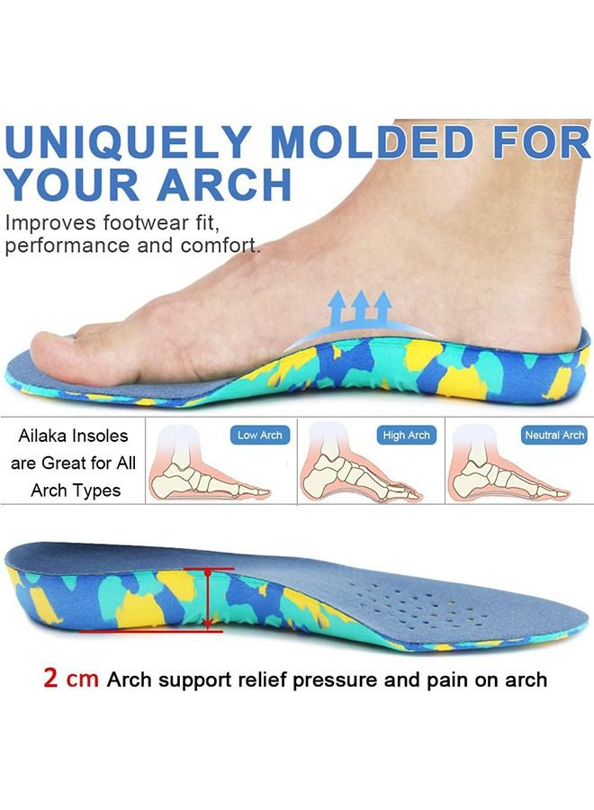 Memory Foam Insoles for Kids, Plantar Fasciitis Pain Relief Orthopedic Insole, Comfortable Breathable Shock Absorption Arch Support Sport Insoles (Blue) - Image 5