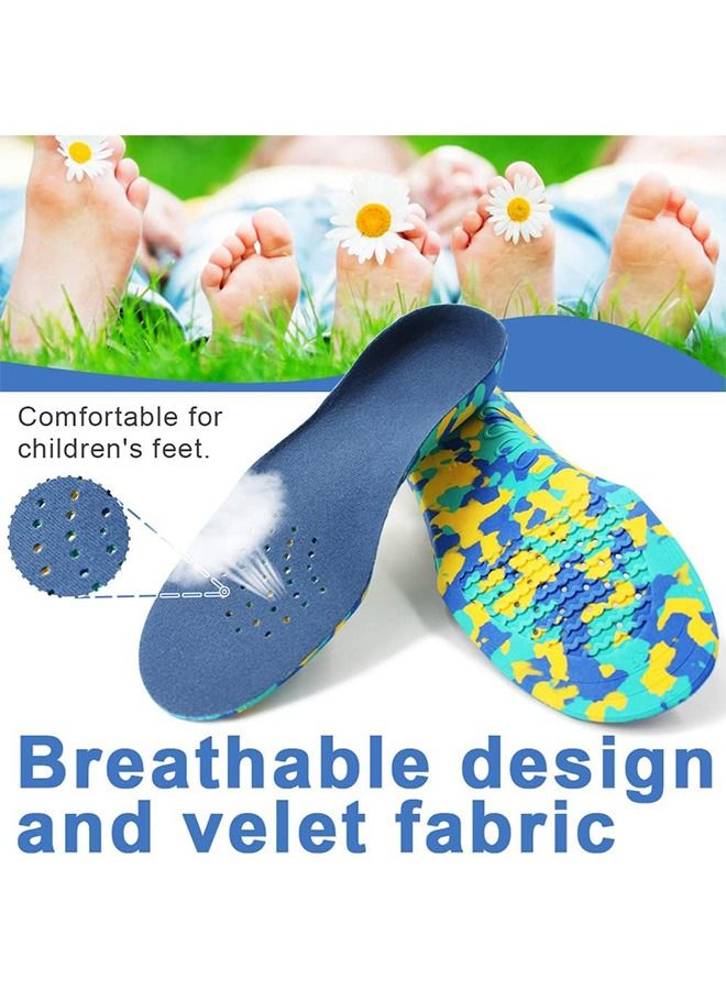 Memory Foam Insoles for Kids, Plantar Fasciitis Pain Relief Orthopedic Insole, Comfortable Breathable Shock Absorption Arch Support Sport Insoles (Blue) - Image 4