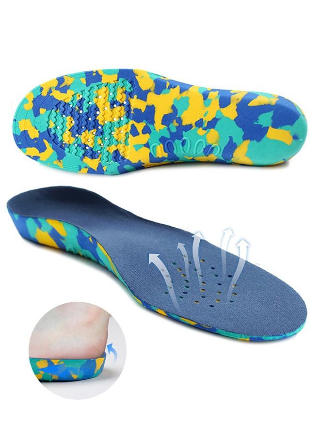 Memory Foam Insoles for Kids, Plantar Fasciitis Pain Relief Orthopedic Insole, Comfortable Breathable Shock Absorption Arch Support Sport Insoles (Blue) - Image 1