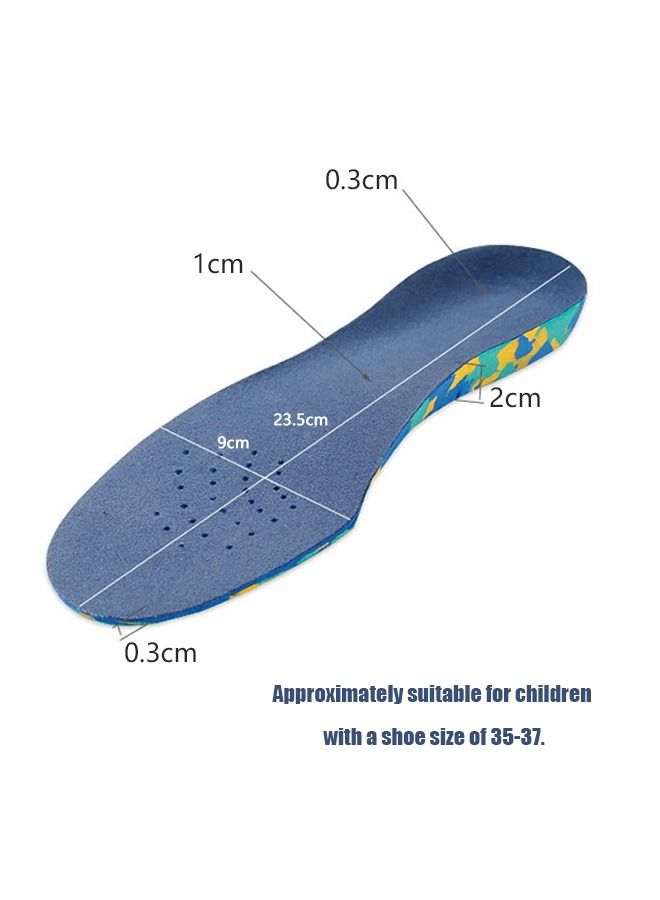 Memory Foam Insoles for Kids, Plantar Fasciitis Pain Relief Orthopedic Insole, Comfortable Breathable Shock Absorption Arch Support Sport Insoles (Blue) - Image 2