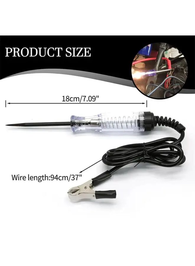 Automotive Circuit Tester with Bulb Indicator Long Probe and Alligator Clip Black - Image 2