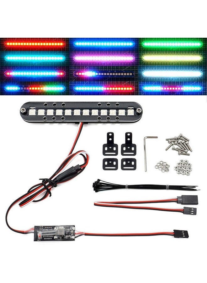 elechawk Rc Led Light Bar Roof Lamp Headlight Tail Light Kit Bumper Light Compatible With Traxxas Rc Car Truck Crawler Tamiya Losi Hpi Rustler Axial Police Lights (100Mm 1 Bar) - Image 1