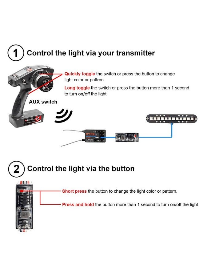 elechawk Rc Led Light Bar Roof Lamp Headlight Tail Light Kit Bumper Light Compatible With Traxxas Rc Car Truck Crawler Tamiya Losi Hpi Rustler Axial Police Lights (100Mm 1 Bar) - Image 3