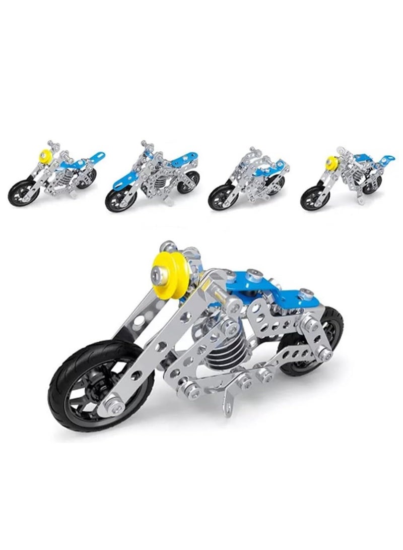 Rubik DIY STEM Toys Motorcycle Metal 5in1 Kit, Include Racing, Halley Offroad Travel Concept Motorcycle Toys for Boys 8+, Creative Metal Construction Building Educational DIY Toys Set  - Image 1