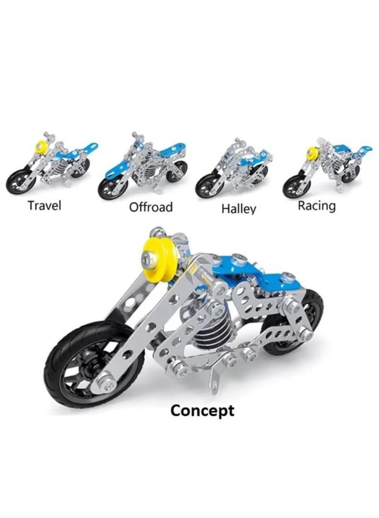 Rubik DIY STEM Toys Motorcycle Metal 5in1 Kit, Include Racing, Halley Offroad Travel Concept Motorcycle Toys for Boys 8+, Creative Metal Construction Building Educational DIY Toys Set  - Image 2