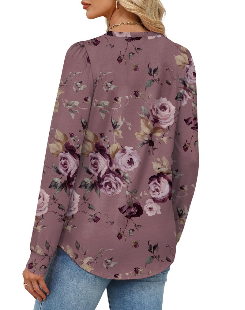 Alaroo Long Sleeve Shirts Tunic Boho Tops for Women Fall Fashion Basic Crewneck Sweatshirts Trendy Clothes Print 39 S - Image 5
