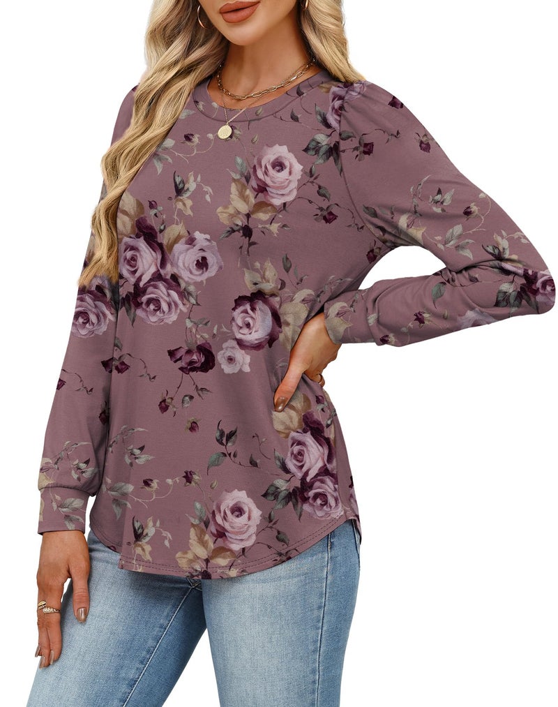 Alaroo Long Sleeve Shirts Tunic Boho Tops for Women Fall Fashion Basic Crewneck Sweatshirts Trendy Clothes Print 39 S - Image 4